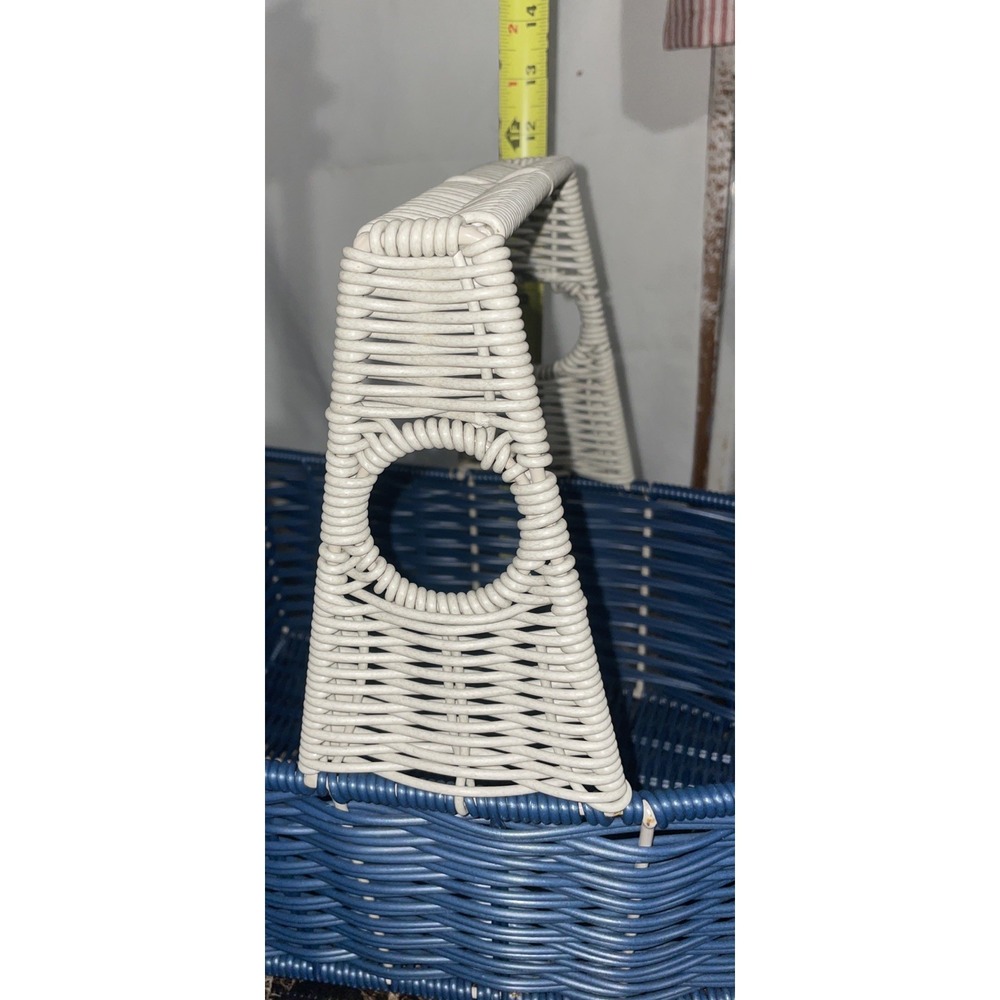 TUG BOAT SHAPED SERVING BASKET With HANDLE SUMMER BEACH LAKE NAUTICAL Blue Gray - Picture 9 of 9